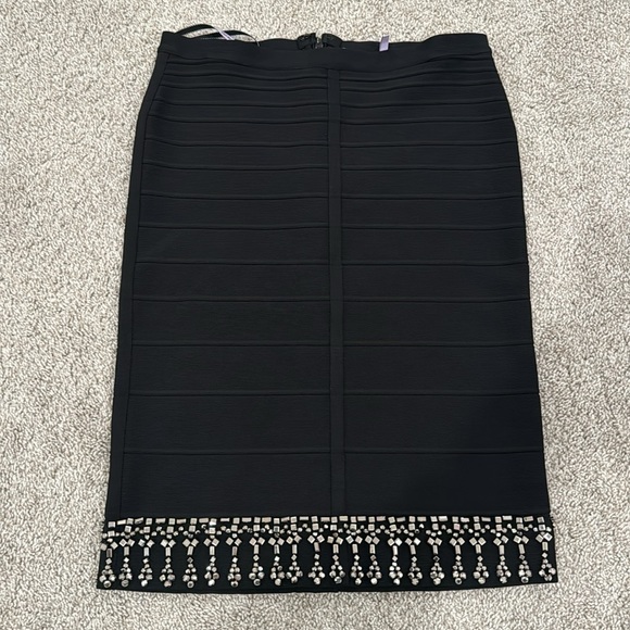 NWOT Herve Leger black beaded skirt - Picture 2 of 7